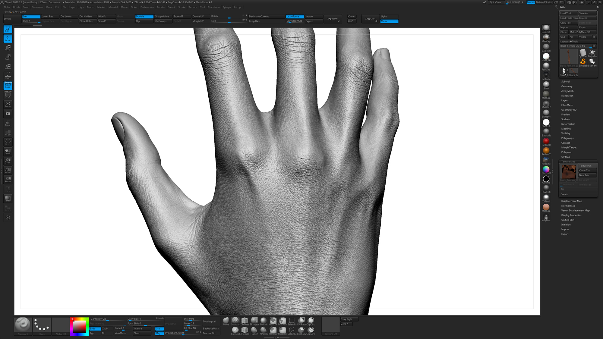 Female 3d Hand Model Black 20 Years Old